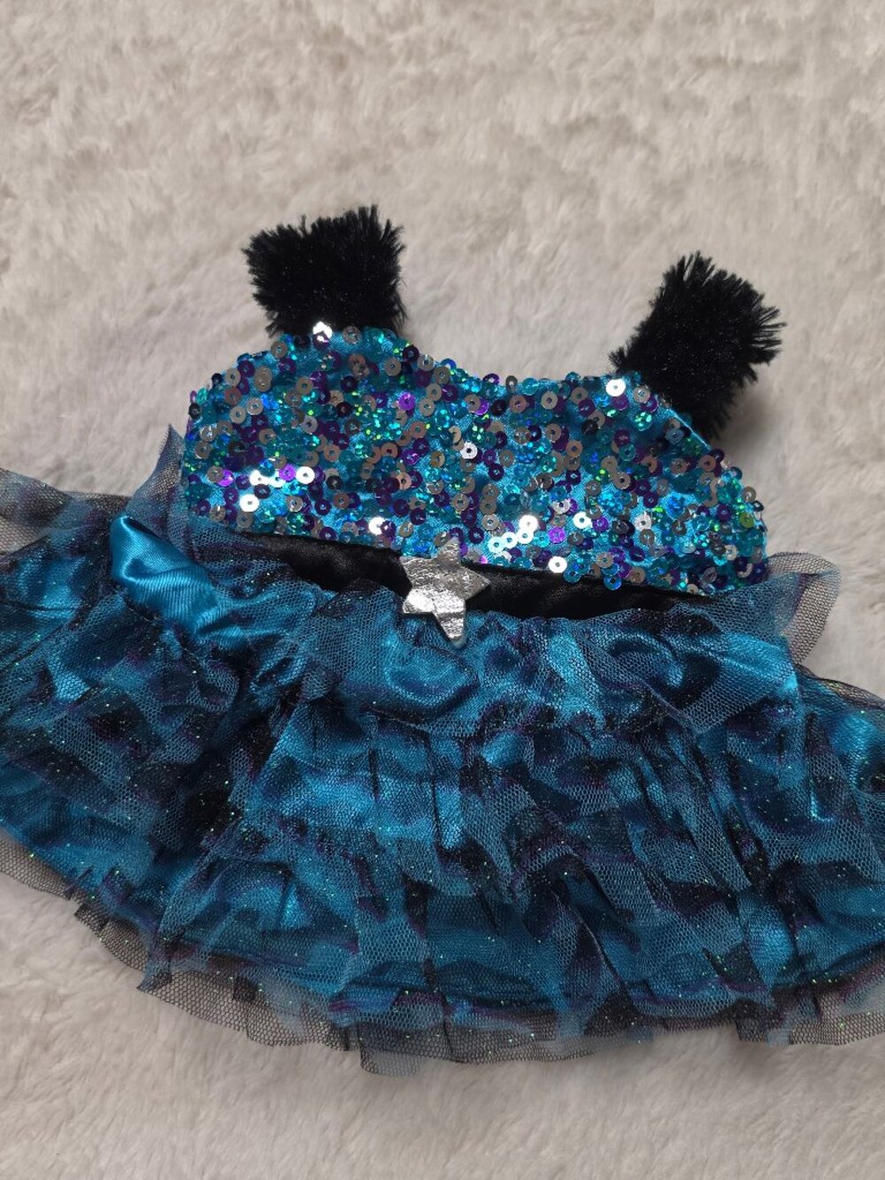 Build A Bear Honey Girls Sequin Star Dress Teal Blue Purple Tutu Outfit Clothes